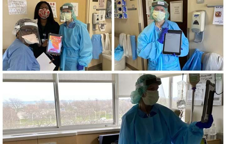 staff using ipads with patients